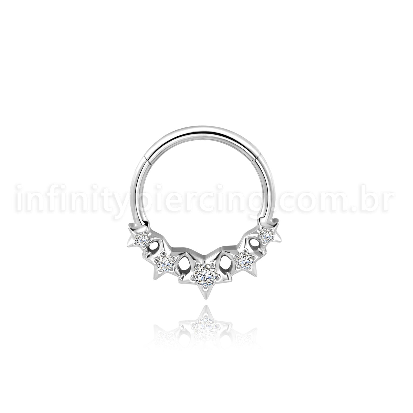 Piercing Argola Titânio Estrelas Com Zircônia