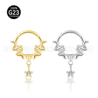 Piercing Argola Titânio Detalhada Com Pingente Estrela