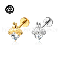 Piercing Labret Titânio Joaninha