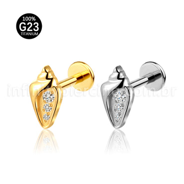 Piercing Labret Titânio Concha Caracol