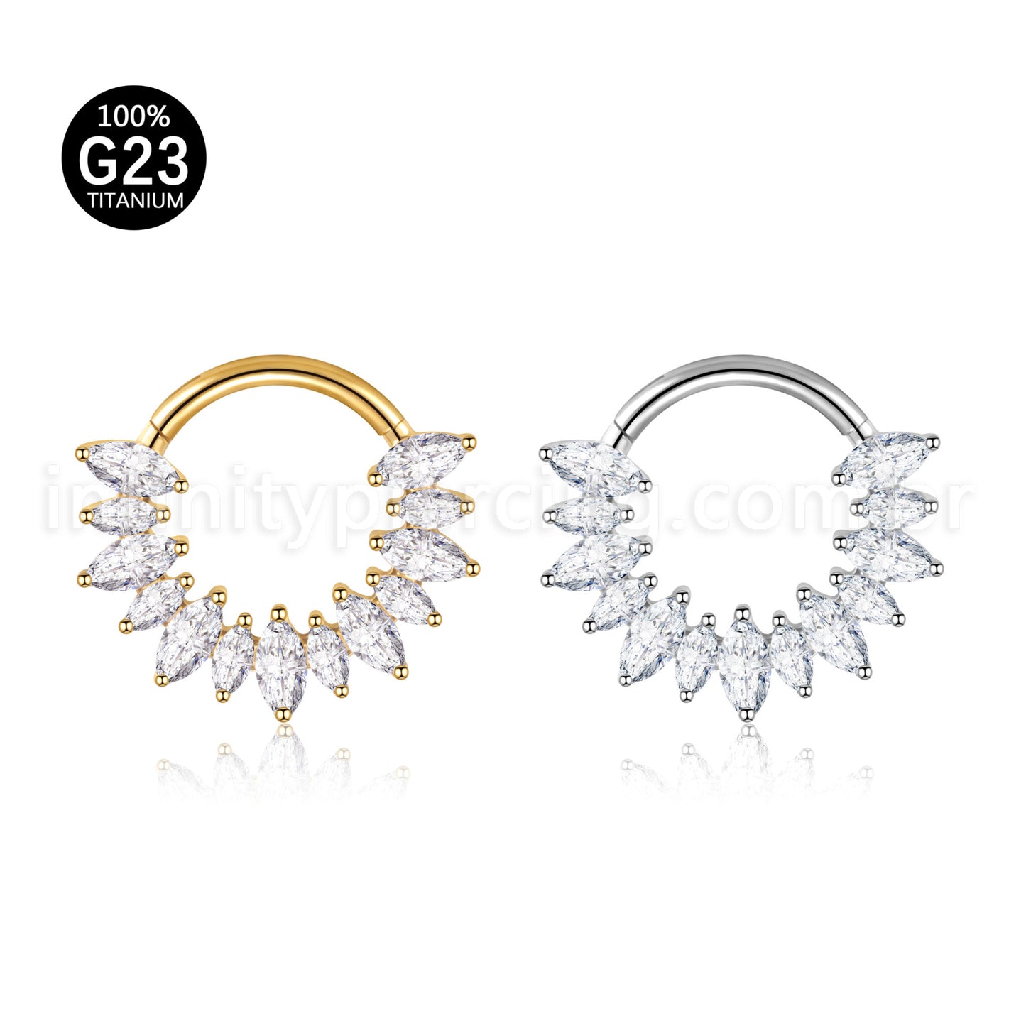 Piercing Argola Titânio Segmento Articulado Zircônia Cravejada