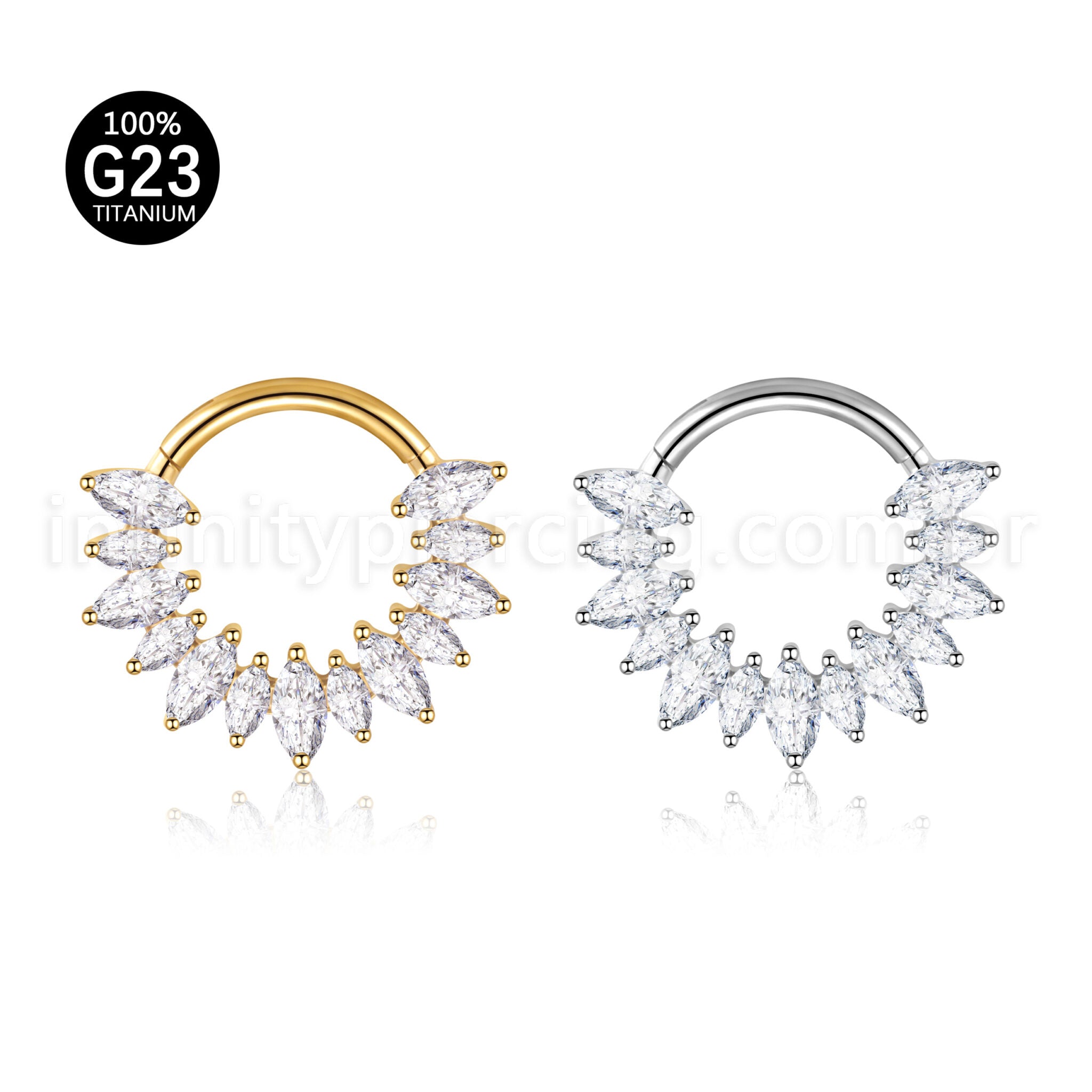 Piercing Argola Titânio Segmento Articulado Zircônia Cravejada