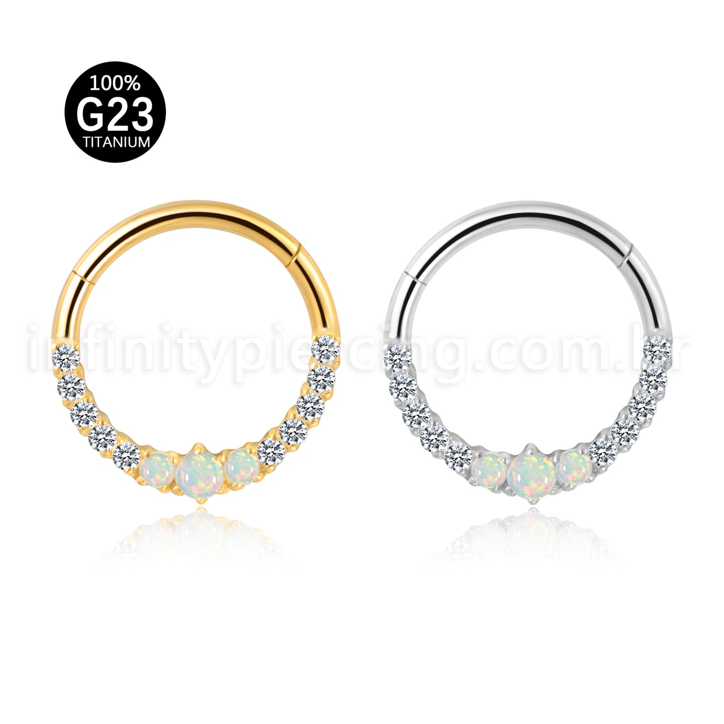 Piercing Argola Titânio Segmento Articulado Zircônia Cravejada Frontal