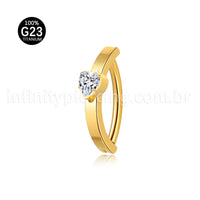 Piercing Argola Umbigo Titânio Coração Zircônia