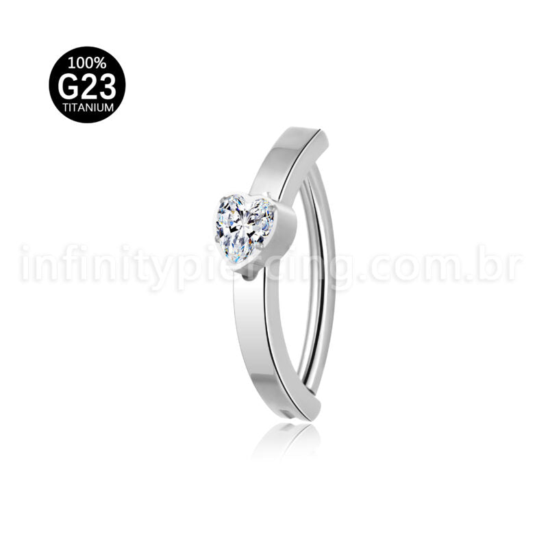 Piercing Argola Umbigo Titânio Coração Zircônia