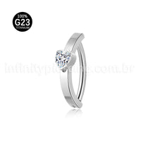 Piercing Argola Umbigo Titânio Coração Zircônia