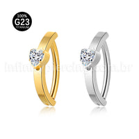 Piercing Argola Umbigo Titânio Coração Zircônia