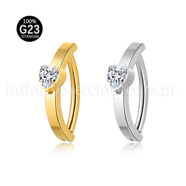 Piercing Argola Umbigo Titânio Coração Zircônia
