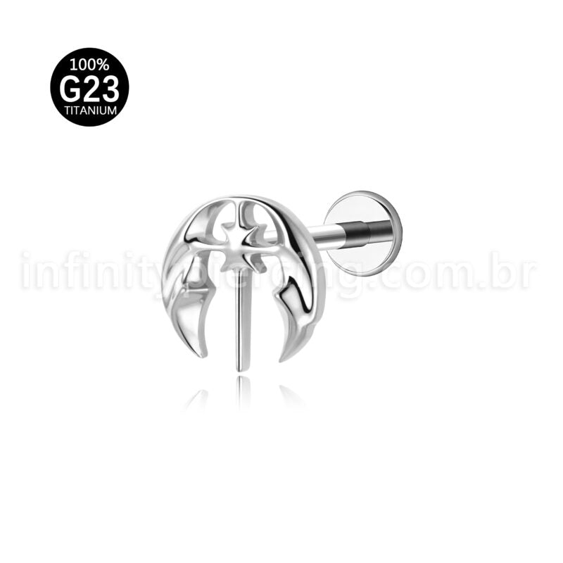 Piercing Labret Titânio Asas Detalhadas