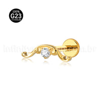 Piercing Labret Titânio Bigode Zircônia Cravejada