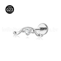 Piercing Labret Titânio Bigode Zircônia Cravejada