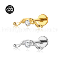 Piercing Labret Titânio Bigode Zircônia Cravejada