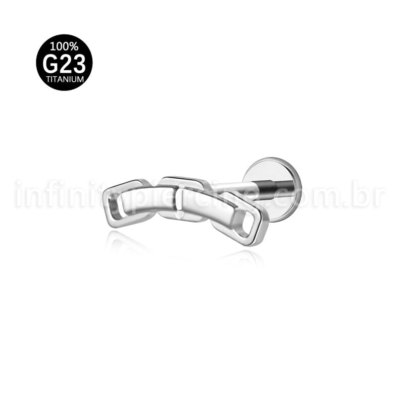 Piercing Labret Titânio Corrente