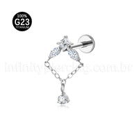 Piercing Labret Titânio Zircônia Cravejada Com Pingente