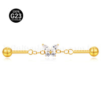 Piercing Transversal Titânio Borboleta Zircônia Cravejada