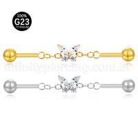 Piercing Transversal Titânio Borboleta Zircônia Cravejada