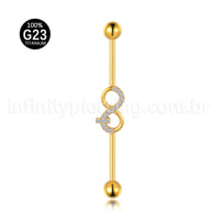 Piercing Transversal Titânio Infinito Zircônia Cravejada