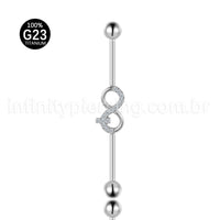 Piercing Transversal Titânio Infinito Zircônia Cravejada