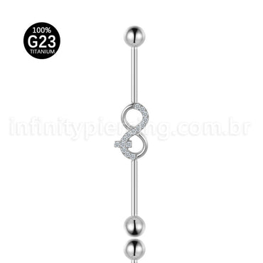 Piercing Transversal Titânio Infinito Zircônia Cravejada