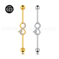 Piercing Transversal Titânio Infinito Zircônia Cravejada