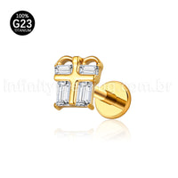 Piercing Labret Titânio Caixinha De Presente Zircônia Cravejada