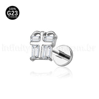 Piercing Labret Titânio Caixinha De Presente Zircônia Cravejada