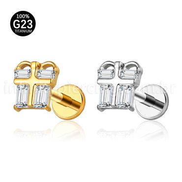 Piercing Labret Titânio Caixinha De Presente Zircônia Cravejada