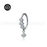 Piercing Argola Titânio Segmento Articulado Zircônia Cravejada Com Pingente