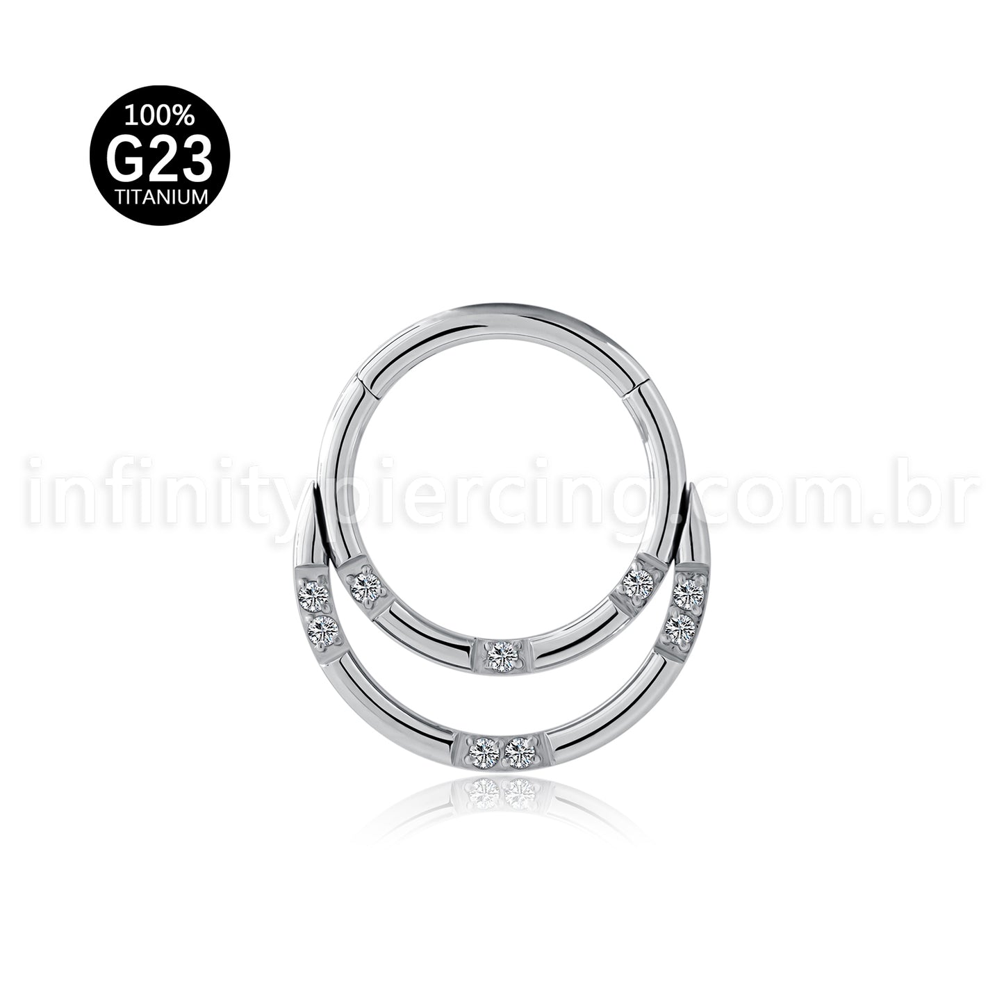 Piercing Argola Titânio Dupla Com Detalhes Zircônia