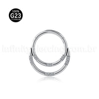 Piercing Argola Titânio Dupla Com Detalhes Zircônia