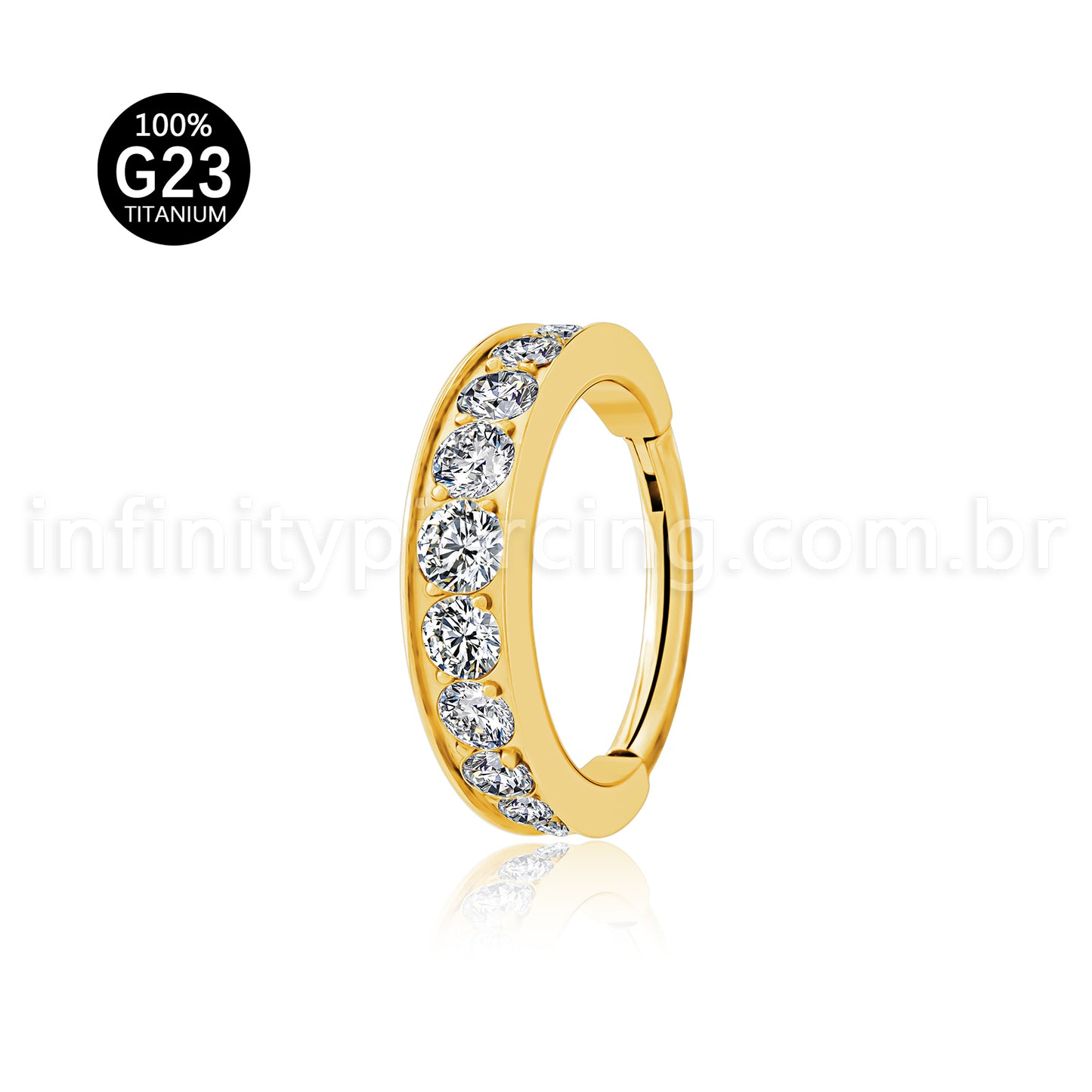 Piercing Argola Titânio 1 Fileira  Zircônia Cravejada