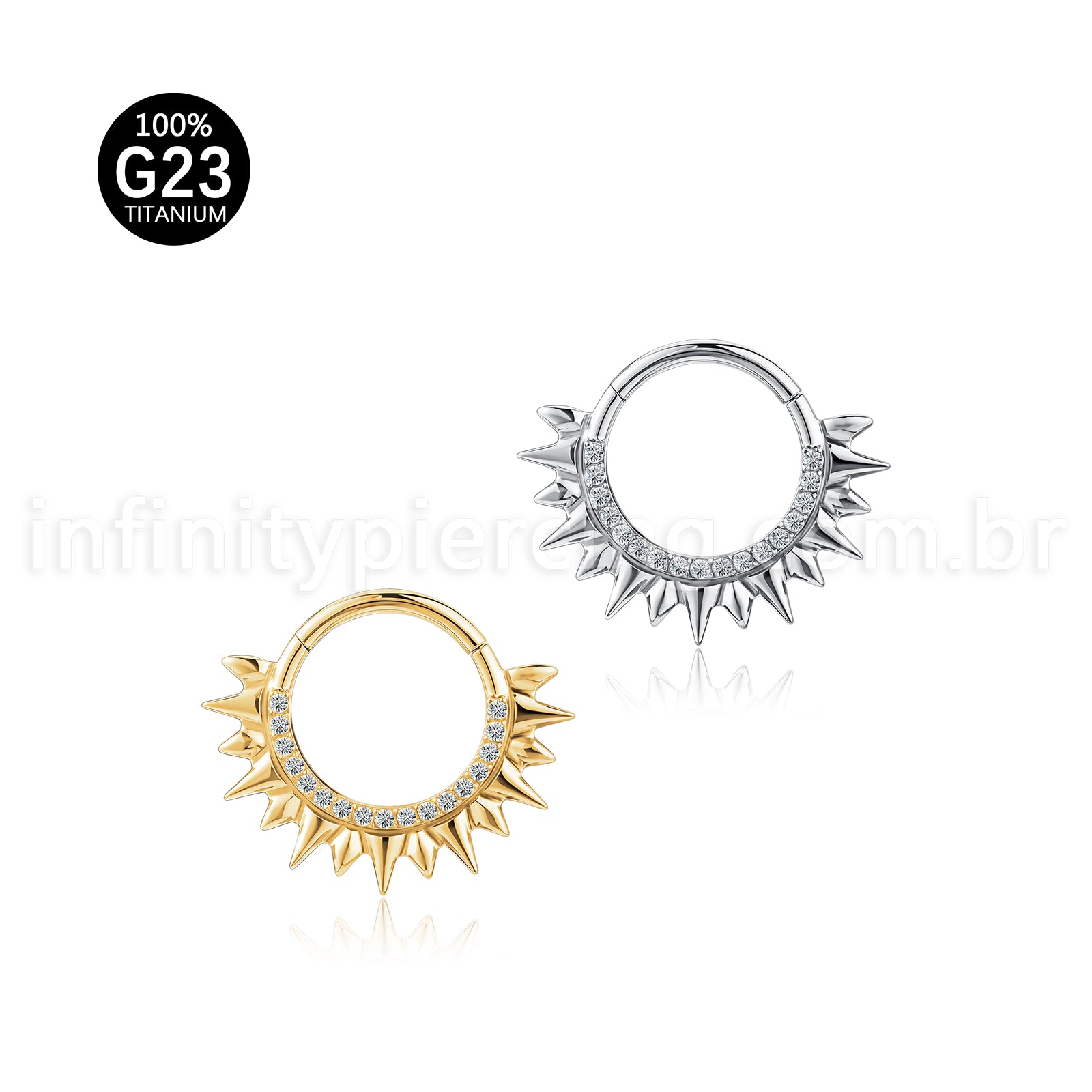 Piercing Argola Titânio Zircônia Cravejada Com Spike
