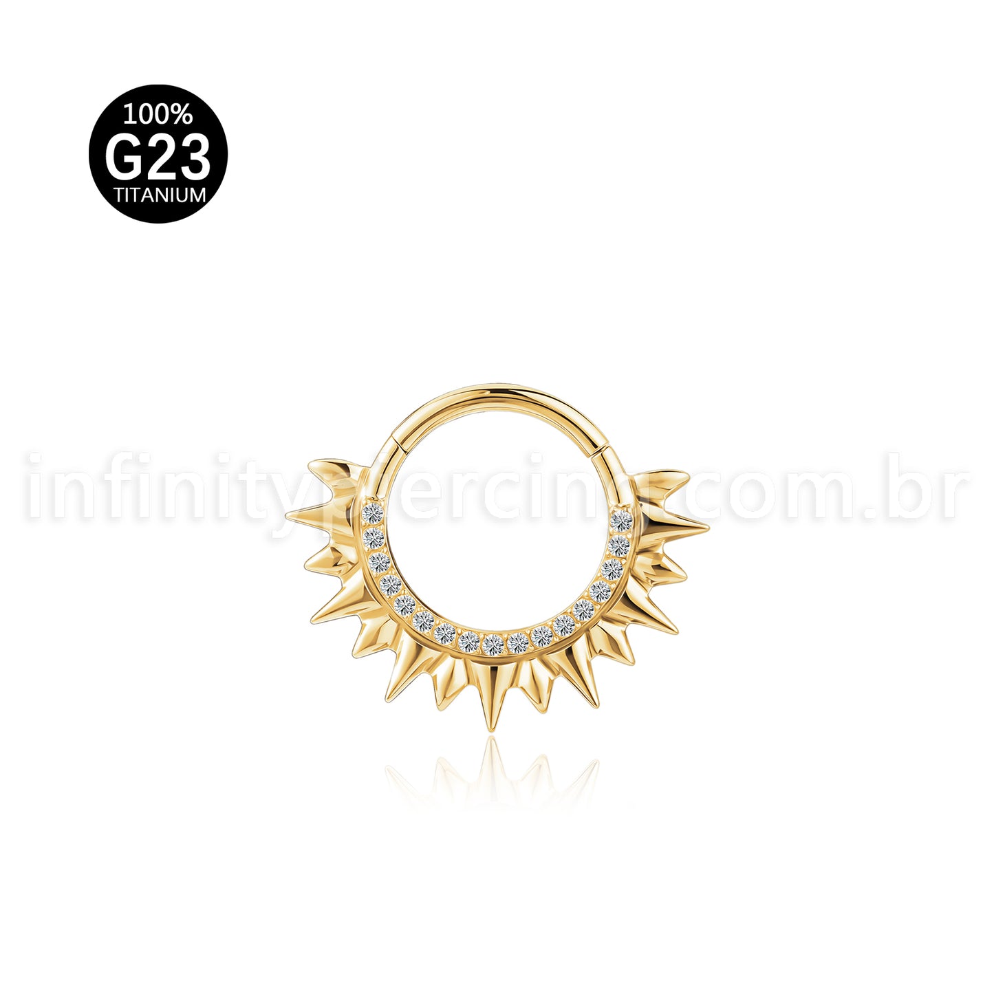 Piercing Argola Titânio Zircônia Cravejada Com Spike
