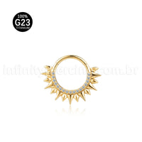 Piercing Argola Titânio Zircônia Cravejada Com Spike
