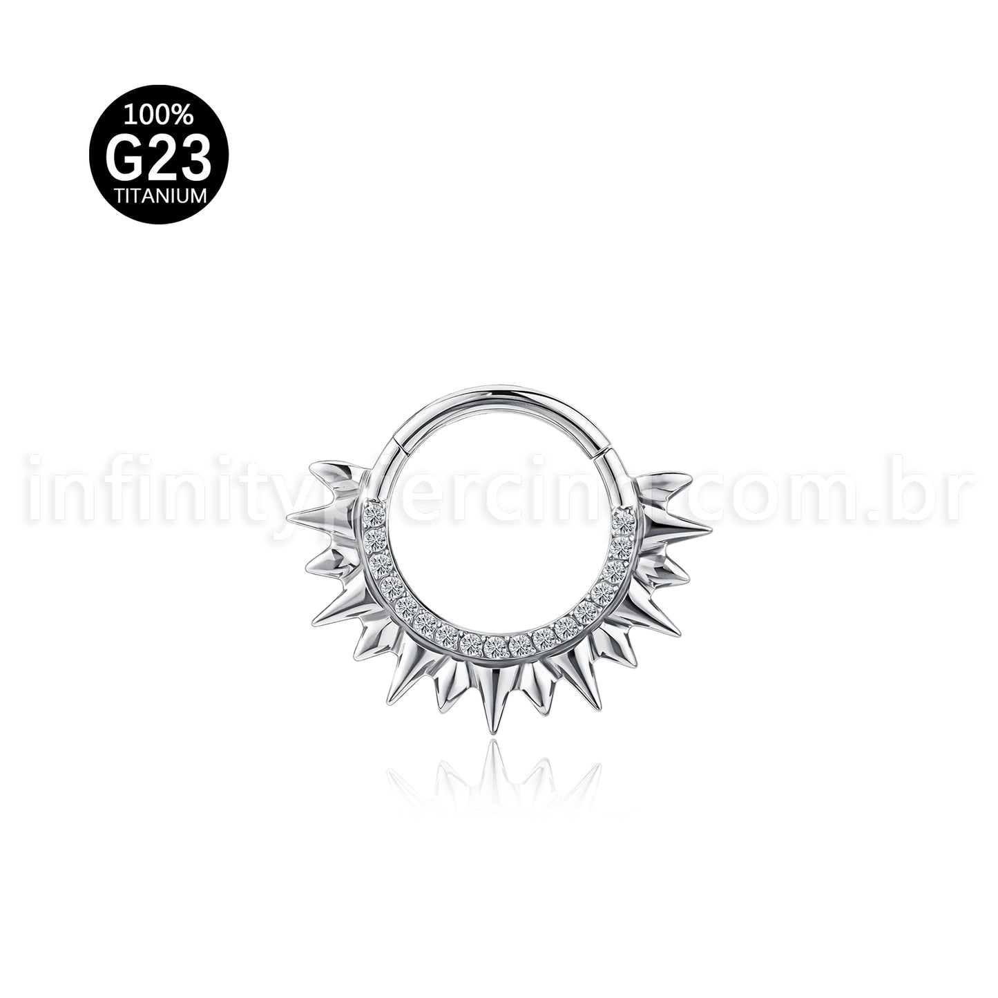 Piercing Argola Titânio Zircônia Cravejada Com Spike