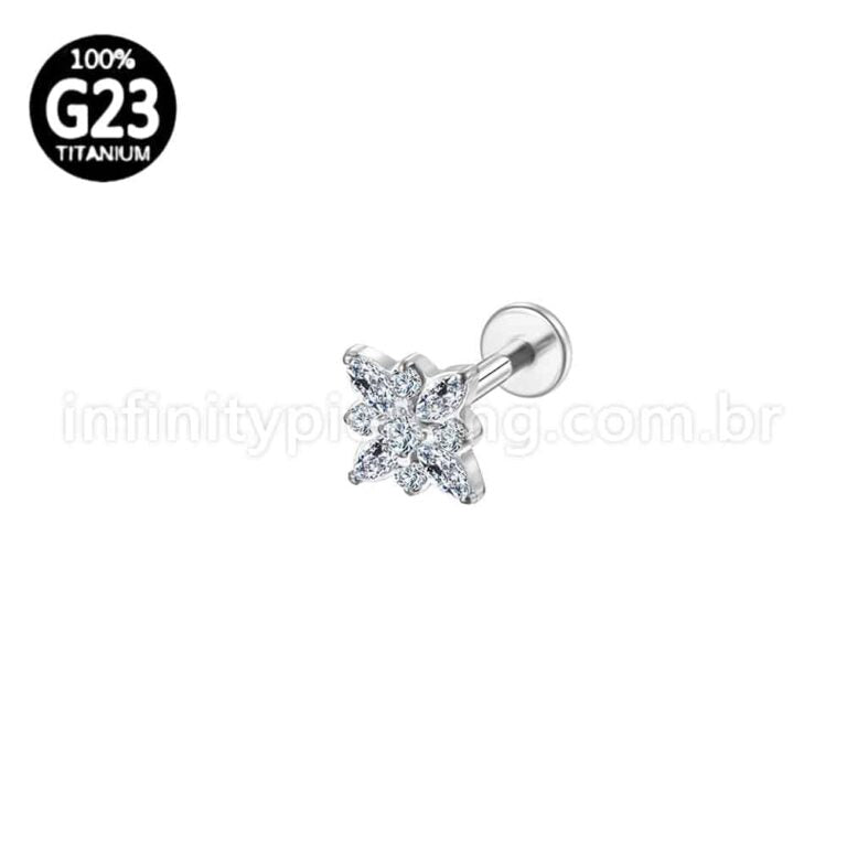 Piercing Labret Titânio Flor Quadrada