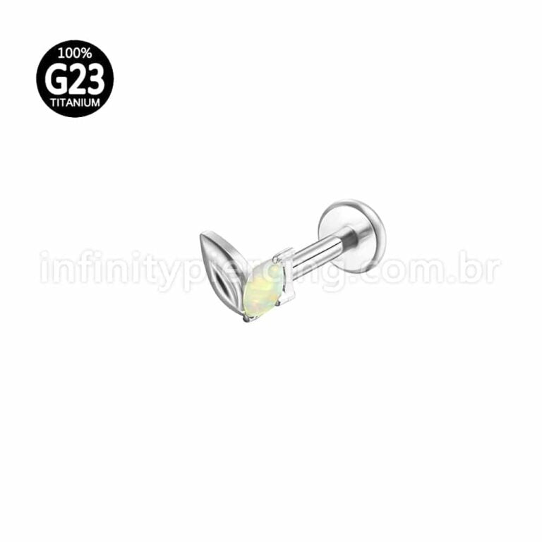 Piercing Labret Titânio 2 Folhas / Opala