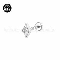 Piercing Labret Titânio Losango 2 Zircônias