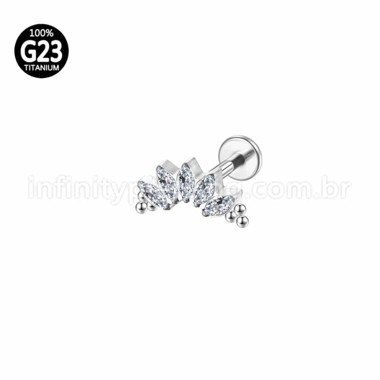 Piercing Labret Titânio Indiano Cluster Zircônias Cravejadas