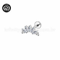 Piercing Labret Titânio Indiano Cluster Zircônias Cravejadas