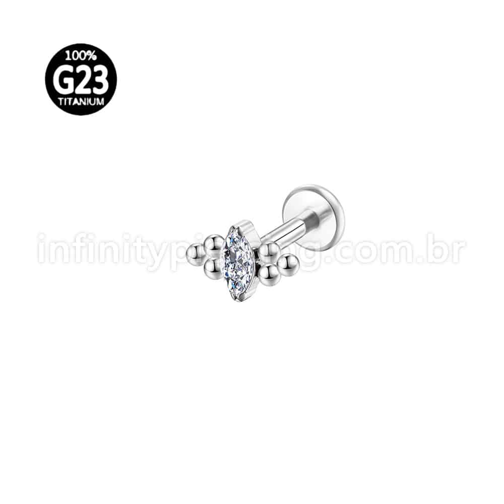 Piercing Labret Titânio Indiano Zircônia