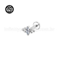 Piercing Labret Titânio Indiano Zircônia