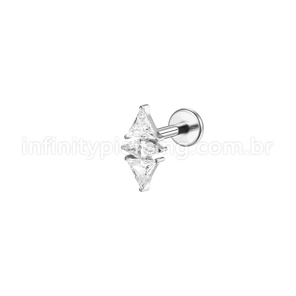 Piercing Labret Aço Cirúrgico Zircônia Cravejada