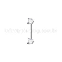 Piercing Mamilo Push Pin Aço Cirúrgico Zircônia Coração