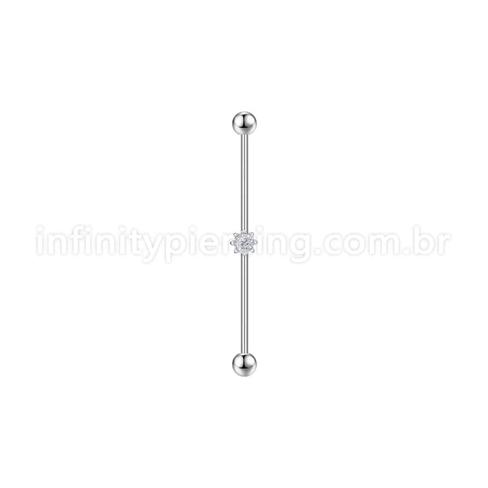 Piercing Transversal Aço Cirurgico Zircônia Mini Flor