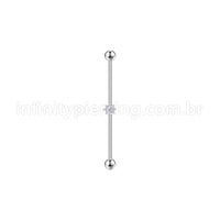 Piercing Transversal Aço Cirurgico Zircônia Mini Flor