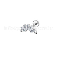 Piercing Labret Aço Cirúrgico Cluster Indiano 5 Zircônia