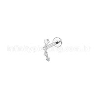 Piercing Labret Aço Cirúrgico Estrelas 1 Zircônia
