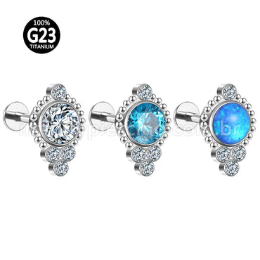 Piercing Labret Titânio Indiano Zircônia