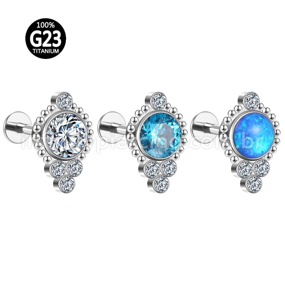 Piercing Labret Titânio Indiano Zircônia